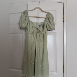 Princess Polly Green Ruched Tie Front Midi Dress